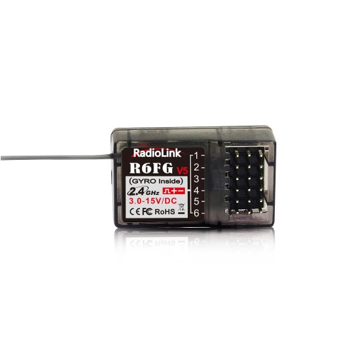 RadioLink正規品 (技適認定済シール有) R6FG  受信機シリーズ ラジコンカー用プロポ (RC4GS / RC6GS / RC8X) RadioLink送信機用レシーバー (2.4GHz 6ch) ジャイロ付 プロポ用アクセサリ ・ リモコン用アクセサリ ・ リモートコントローラー用アクセサリ