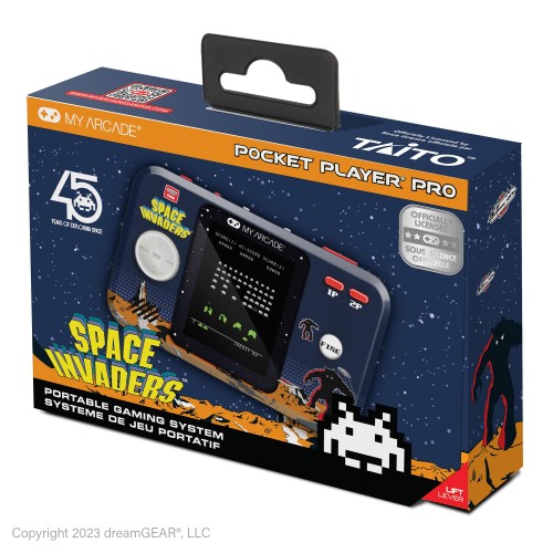 My Arcade Space Invaders Pocket Player Pro: ポータブル ビデオ ゲーム システム、2.75 インチ カラー ディスプレイ、人間工学に基づいたデザイン