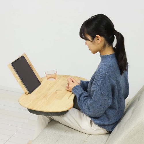 膝上テーブル ラップデスク 天然木 ひざ上テーブル スタンド ドリンクホルダー ノートパソコンデスクの通販は 7,714円