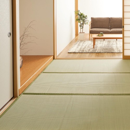 萩原 フリーカット上敷き い草カーペット 団地間6畳 約255X340cm 「HG」 双目織 裏貼あり 切れる DIY_8