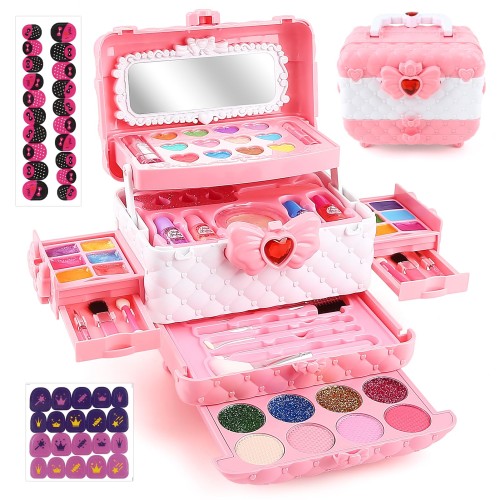コスメセット おもちゃ 女の子 メイクセット お化粧セット 女の子 メイクセット 女の子 ドレッサー 子供 メイクアップケース付き 子供 なりきり ごっこ遊び 6 7 8 9 10 11 12 13 歳女の子誕生日プレゼント人気 クリスマス プレゼント