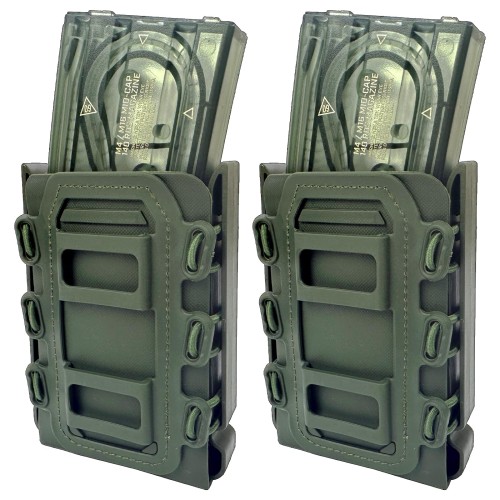 MILQUEST マガジンポーチ マグポーチ 『M4 AK P90 SCARなど対応』 MOLLE ベルト 両方対応 サバゲー ソフトシェル スコーピオンタイプ (オリーブドラブ2個セット)