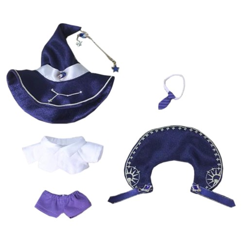 niannyyhouse　10cm 20cm ぬいぐるみ 服　帽子　ショール　ワイシャツ　ズボン　ネクタイ　ベスト　靴　ウィザードセット　綿人形　着せ替え　アクセサリー (Purple, 10cm)