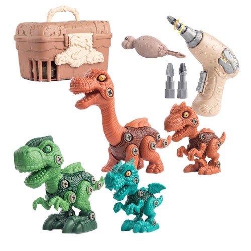 MRG 恐竜 おもちゃ 大工さん ごっこ DIY 組み立て 電動ドライバー 玩具 パズル 知育玩具 組み合わせ ブロック ダイナソー (01.ラッピングなし, ジュラセット A)