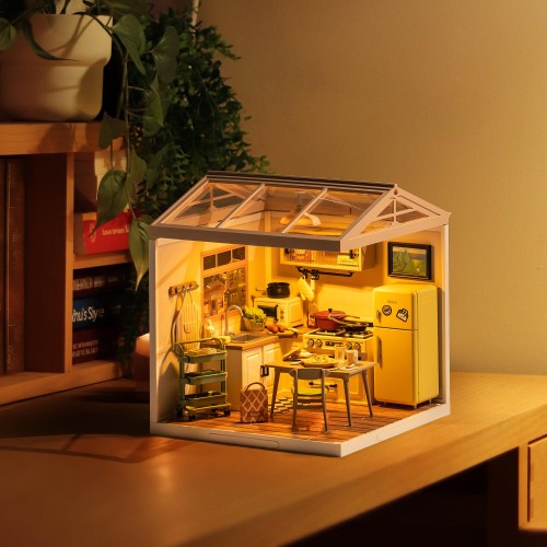 Robotime プラスチック DIYミニチュアハウスキット ドールハウス ミニチュアフード おもちゃ 人形用ハウス ledライト付き プレゼント クラフト組立品「スーパークリエーター」 (DW008)_7