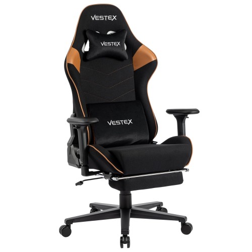 VESTEX(ベステックス) S2シリーズ ゲーミングチェア フットレスト付 ブラウン 高撥水メッシュファブリック ポケットコイル入り 低座面 振動機能付きランバーサポート 背面ポケット付 3Dワイドアーム VES-S2FTBRの通販は 29,123円