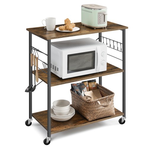 VASAGLE レンジボード キャスター付き 幅80cm キッチンラック レンジラック キッチン棚 3段 キッチン収納6個Ｓ字ラックを付き KKS067K01の通販は 11,702円