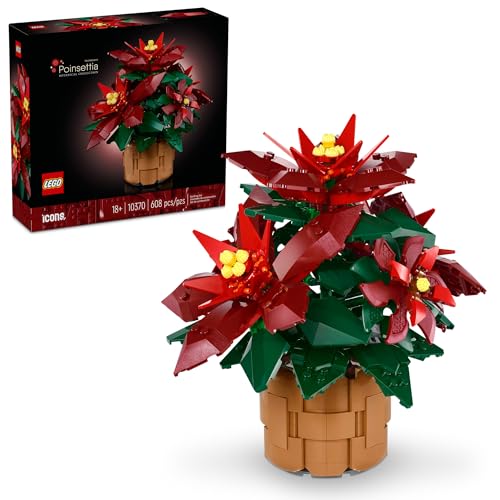 LEGO Icons ポインセチア 組み立てセット - 造花 デコレーション  テーブル用センターピース 大人用 18歳以上 - 10370