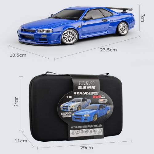 LDR/C 1/18ドリフトカー GTR R34ラジコンカー ドリフト走行 2.4GHz比例