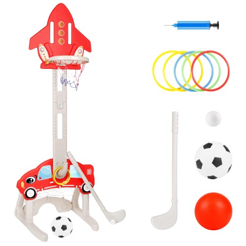 バスケットゴール 室内 バスケット ゴール 子供用 4in1(バスケットボール/サッカー/ゴルフ/輪投げ) バスケゴール 高さ調節可能 ミニバスケットゴール 屋外 室内遊び プレゼント 早期教育 知覚トレーニング ストレス解消