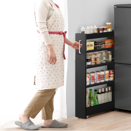 タンスのゲン 隙間収納 ロータイプ キッチン収納 スライド式 幅14? キャスター付 棚 収納 キッチンワゴン キッチンラック 49600210(95193)の通販は