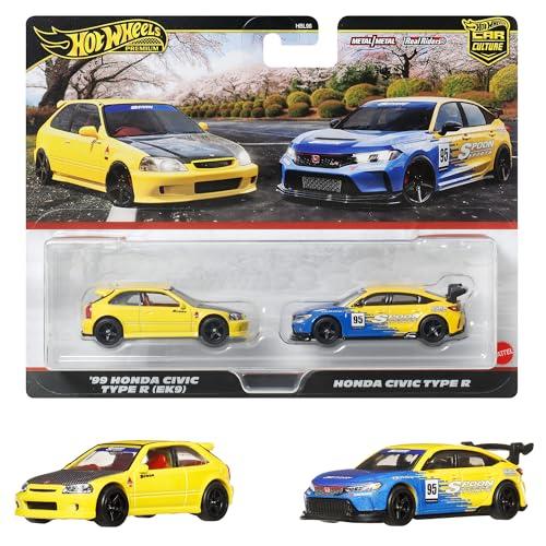 ホットウィール(Hot Wheels) プレミアム 2パック 99 ホンダ シビック タイプR(EK9)/ホンダ シビック タイプR 乗り物おもちゃ ミニカー 3歳から マルチ JBL00
