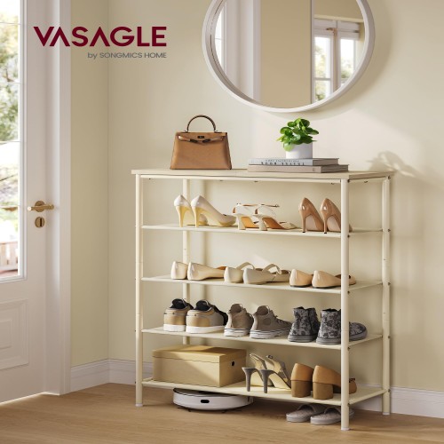 シューズラック 下駄箱 おしゃれ 省スペース 5段 大容量 木製 VASAGLE