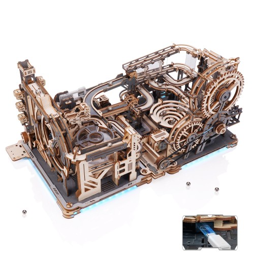ROBOTIME 立体パズル 木製 3D ウッドパズル マーブルラン LGA01LGC01LG01 組み合わせセット 電動 模型 コースター 水車 ギア 軌道 ローラーコースター 工作愛好者向け
