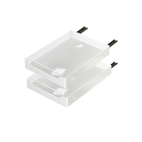 ママ倉 Mamakura 2個セット キッチン収納引き出し シンク下収納 洗面所収納 炊飯器ラック 穴開け不要 大容量 幅40cm*奥行43cm*高さ7cm スライドレール付き 台所用 取っ手保護シリコンチューブ 滑り止めマット おしゃれ ホワイト（光沢）の通販は