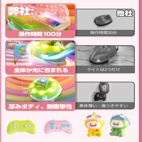 DEERC ラジコンカー 子供向け ラジコン 車 対戦 2台セット おもちゃ 子供ラジコン rcカー リモコンカー バンパーカー 対戦モード 操作時間100分 LEDライト 音效付き 2._1