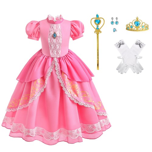 [ChicFlow] ドレス プリンセスガウン ロールプレイドレス 子供服 女の子 ディズニープリンセス風ドレス 子供 誕生日パーティー、ハロウィン＆ロールプレイ