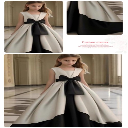 [VOKLLIYU] 子供 ドレス キッズ ピアノ発表会 子ども ドレス バイオリン 演奏会 ロングドレス 女の子 蝶結び お姫様 上品 パーティー フォーマル ジュニア ドレス 結婚式 誕生日 (ホワイト 160)