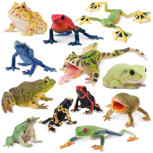 TOYMANY 12PCSカエルフィギュア 動物フィギュアセット 蛙モデル 置物 リアルな動物模型 玩具 おもちゃ 誕生日プレゼント 飾り物 クリスマス 新年 コレクション ハロウィン ６歳以上