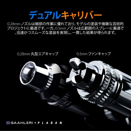 Gaahleri ぷらばんコラボモデル エアブラシ ダブルアクション トリガータイプ GHAC-Swallowtail Plaban Co-Artist (自定心挿入式ノズル構造) ノズル口径 0.28 0.5 mm 模型 塗装_3
