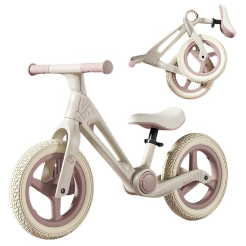 Little Bean ペダルなし自転車 キックバイク キッズバイク 折りたためる サドル調整可能 2〜7歳 ワンタッチ組立 子供の誕生日プレゼント (ピンク, 12インチ（ノーパンクタイヤ）)