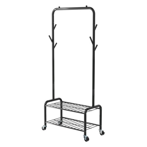 WISH SUN ハンガーラック 2段カゴ キャスター付き 頑丈 トローリーハンガー ワゴン 服 パイプハンガー 洋服ラック スチール 衣装ラック 多機能 おしゃれ スリム 組立簡単 大容量 メッシュ棚 幅64cm×奥行30cm×高さ176cmの通販は 6,384円