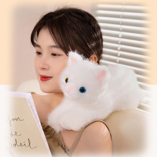 ぬいぐるみ 動物 本物そっくり手触り ふわふわ もこもこ おもちゃ ファーストトイ 贈り物 ギフト 茶トラ 三毛猫 猫 ネコ 黒猫 白猫 抱き枕 ぬいぐるみ クッション 猫 ネコぬいぐるみ 添い寝枕 出産祝い ニューボンフォト お誕生日プレゼント(白猫 40cm)