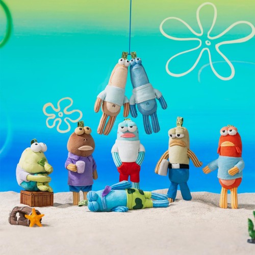 POP MART SpongeBob Bikini Bottom Buddies おかしなぬいぐるみシリーズアソートボックス6ピース ポップマート ガチャガチャ ブラインド ボックス フィギュア プラモデル プレミアム おもちゃ PVC ソフビ オリジナル キャラクター 誕生日 プレゼント_3
