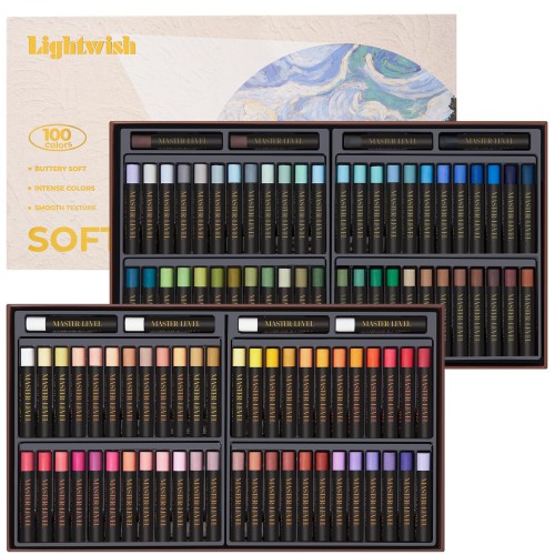 LIGHTWISH プロフェッショナル オイルパステル 100色+白4本 計104本 鮮烈発色 耐光性 ブレンド専門 クリーミーソフト 混色/重ね塗り最適 無毒認証 アーティスト用 スケッチ/風景画/デッサン