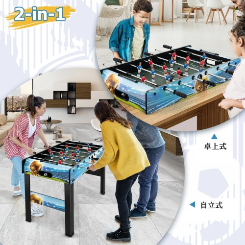 GYMAX サッカーゲーム テーブル 約幅94cm 奥行51cm サッカー盤 卓上 フーズボール ボードゲーム 2人対戦 テーブルゲーム おもちゃ 自立式 卓上式 2人対戦 親子 親友 家族団欒 コンパクト設計_5
