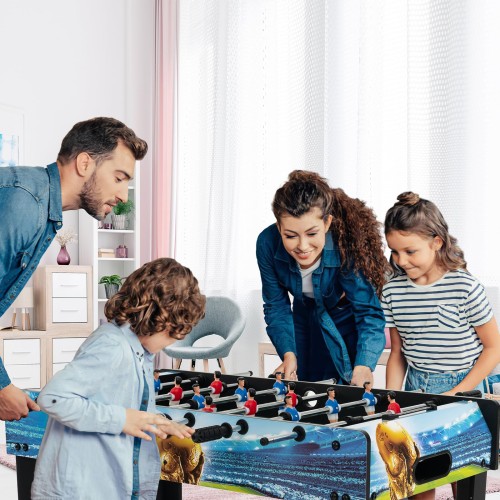 GYMAX サッカーゲーム テーブル 約幅94cm 奥行51cm サッカー盤 卓上 フーズボール ボードゲーム 2人対戦 テーブルゲーム おもちゃ 自立式 卓上式 2人対戦 親子 親友 家族団欒 コンパクト設計_7
