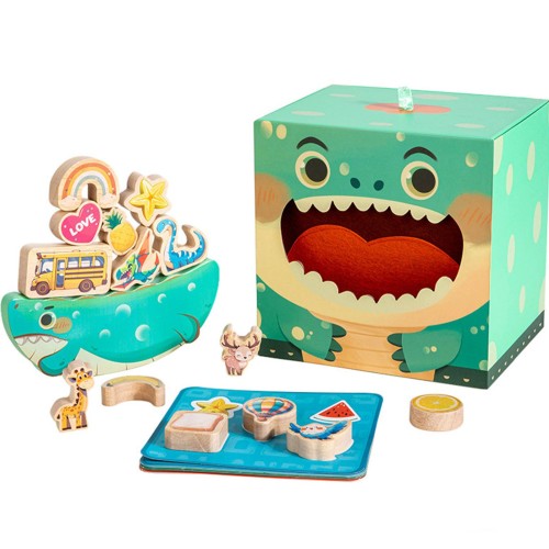 Shinse 積み木 バランスゲーム 収納ボックス付き 木のおもちゃ モンテッソーリ つみき 知育玩具 集中力 指先訓練 早期開発 創造力 大人でも楽しめる 男の子 女の子 2 3 4 5 6歳 子供 (モンスター)