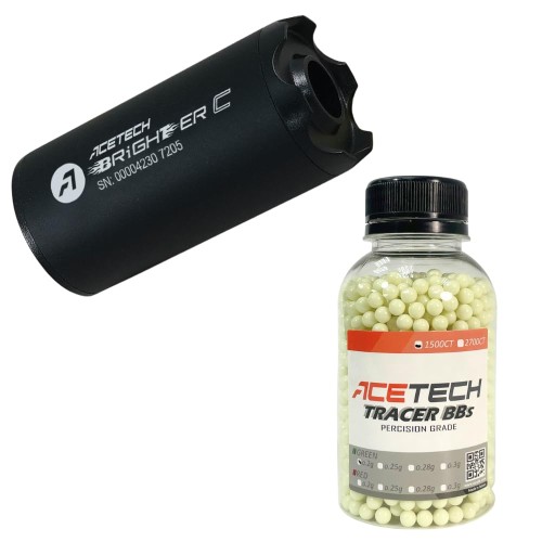 ACETECH エアソフト ピストル/ライフル トレーサーユニット Brighter C 14mm CCW ネガティブスレッド M14-からM11+ アダプター 夜光対応 グリーンBB/ジェルBB LEDビーム/フレアライティング効果 (Brighter C-スターターセット)