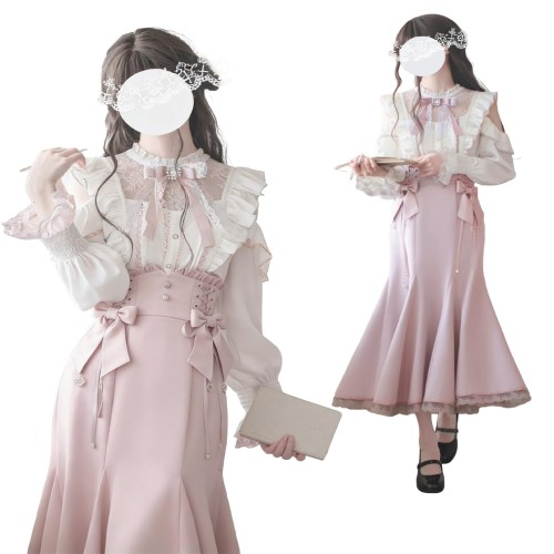 [KALAOK] 地雷系 セットアップ 量産型 服 女子 参戦服 ゴスロリ ガーリー系 サブカル系 pink L
