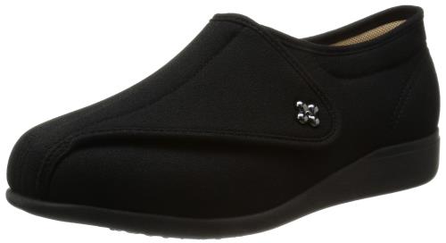 [快歩主義] 介護シューズ 軽量 転倒予防 リハビリ 幅広3E KHS L011 レディース ブラックストレッチ 22.5 cm 3E