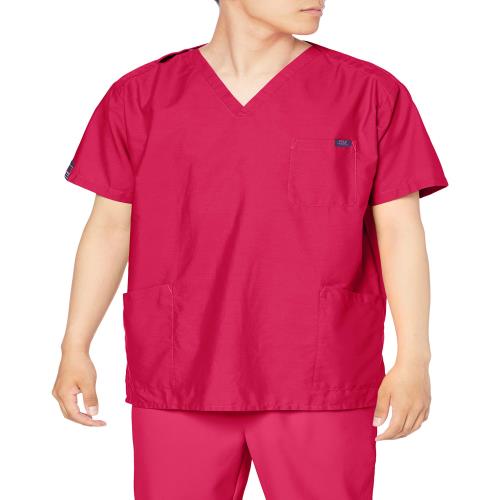 [パントン] スクラブ 医療白衣 メディカル 男女兼用 ユニセックス カラバリ 吸汗速乾性 7000SC レッド 日本 S (日本サイズS相当)