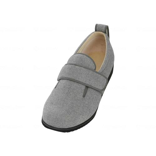 徳武産業 介護シューズ あゆみ ダブルマジックIIヘリンボン 外出用 メンズ グレー 4Lサイズ(26.0~26.5cm) 足囲3E 片足(右足)