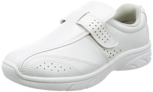 [富士ゴムナース] 富士ゴムナース プレーンベルト 幅広 3E ナースシューズ 抗菌 防臭 加工 軽量 定番 男女兼用 看護 介護 疲れにくい 立ち仕事 レディース メンズ 室内履き 看護師 介護士 シンプル 843 ホワイト 24.5 cm