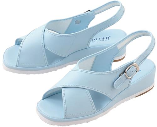 [富士ゴムナース] 富士ゴムナース クロスサンダル 抗菌 防臭 加工 社内履き レディース 定番 軽量 看護 介護 立ち仕事 幅広 3E フッドベット 足にやさしい オフィスワーカ 事務 室内履き ナースサンダル ナース シューズ サンダル オフィスワーカー ブルー 22.5 cm