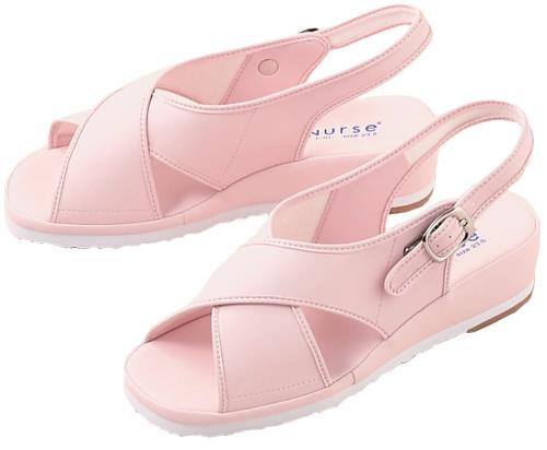 [富士ゴムナース] 富士ゴムナース クロスサンダル 抗菌 防臭 加工 社内履き レディース 定番 軽量 看護 介護 立ち仕事 幅広 3E フッドベット 足にやさしい オフィスワーカ 事務 室内履き ナースサンダル ナース シューズ サンダル オフィスワーカー ピンク 23.5 cm