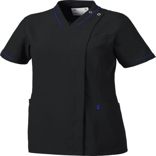 [ミズノ] スクラブ 医療 介護 白衣 ファスナースクラブ 女性 着脱簡単[ストレッチ/制電/消臭/工業洗濯対応] 全5サイズS~3L 選べる11色 MZ0151 C-103 ブラックブルー LL