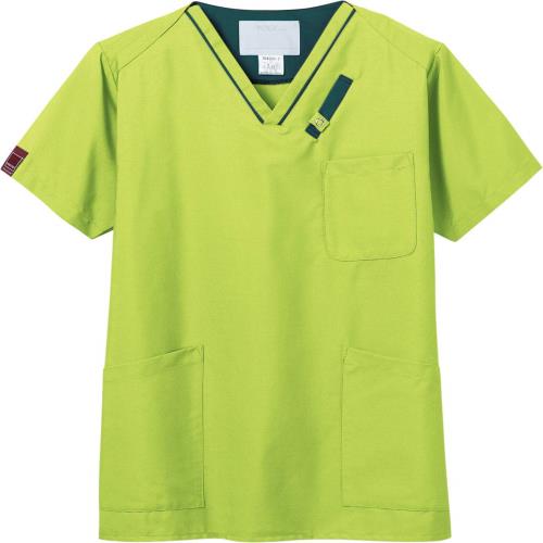 [パントン] スクラブ 白衣 7042SC 男女兼用 ライム×モスグリーン 日本 LL (日本サイズXL相当)