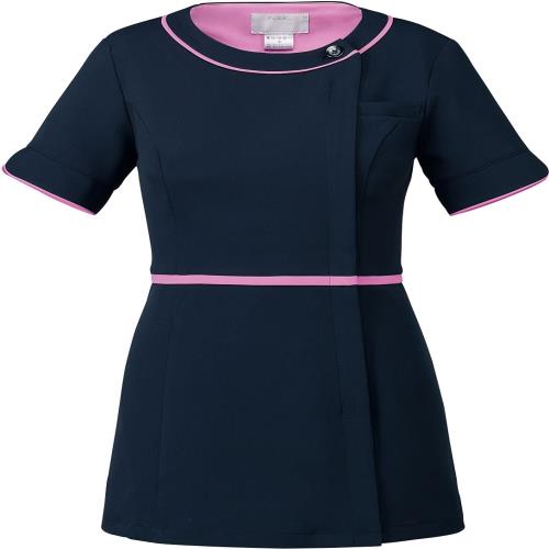 [フォーク] スクラブ チュニック 医療白衣 トップス ナース 吸汗速乾性 介護 看護 病院 7056SC レディース ダークネイビー M (日本サイズM相当)