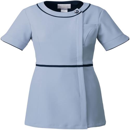 [フォーク] スクラブ チュニック 医療白衣 トップス ナース 吸汗速乾性 介護 看護 病院 7056SC レディース エリンジウム L (日本サイズL相当)