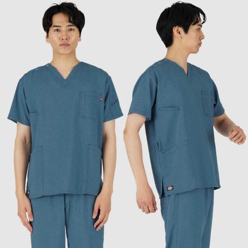 [ディッキーズ] スクラブ メンズ 男性 ダブルステッチ デニム風 医療白衣 メディカル ストレッチ 7061SC バーガンディ S (日本サイズS相当) ディッキーズ] スクラブ メンズ 男性 ダブルステッチ デニム風 医療