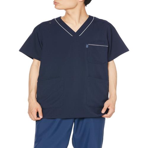 [ミズノ] 兼用メッシュスクラブ 医療 白衣 兼用 メッシュ スクラブ 吸汗速乾／制電／ストレッチ／工業洗濯対応 MZ0215 C-5 ネイビー LL