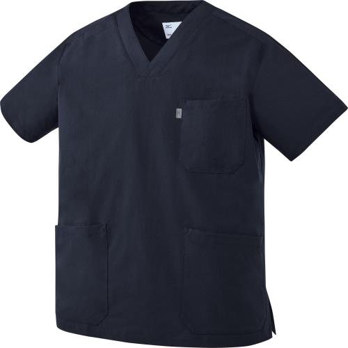 [ミズノ] 病院 ドクター めちゃ軽シリーズ ストレス軽減しながら現場での動きをサポート 医療 白衣 男女兼用 メンズ レディース めちゃ軽 スクラブ制電/制菌/4wayストレッチ 7色展開 SS~5Lサイズ スクラブ MZ0300 C-5 ネイビー LL