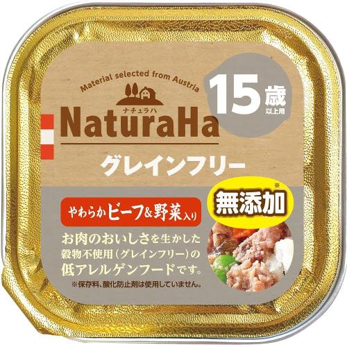 （まとめ買い）サンライズ ナチュラハ グレインフリー やわらかビーフ野菜入 15歳以上用 100g 犬用フード ×32