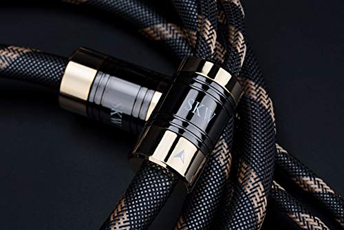 SKW Hi-Fi スピーカーケーブル 1.5M、交換可能なバナナプラグケーブル、金メッキプラグ、ナイロンブレード、Hi-Fi品質ケーブル/一本