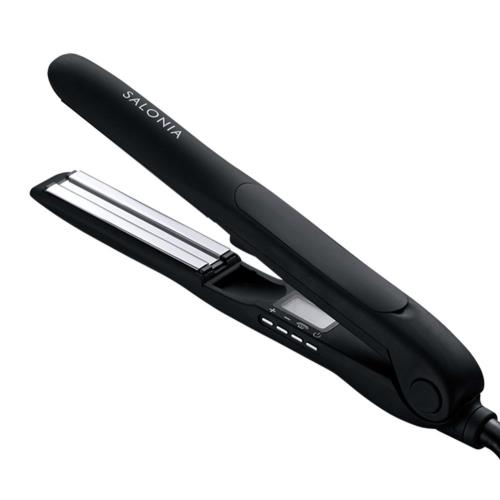 SALONIA サロニア スチームモイスチャーストレートアイロン ブラック 海外対応 専用耐熱ケース付き 高温瞬間到達